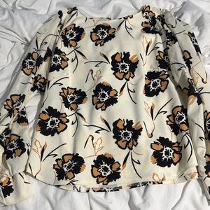 MELLODAY Black and Tan Floral Blouse